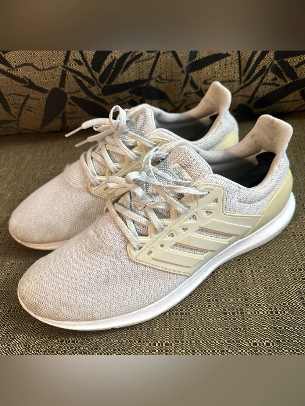 Adidas Men's Light Beige Knit Athletic Sneakers